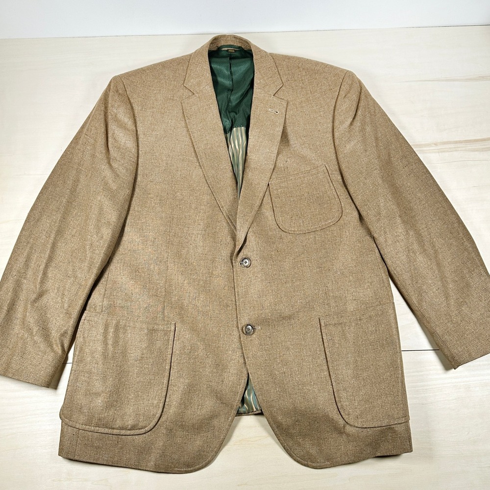 Men's NWOT Kroon 100% Silk Two Button Camel Brown Sport Coat Size 46 R Blazer